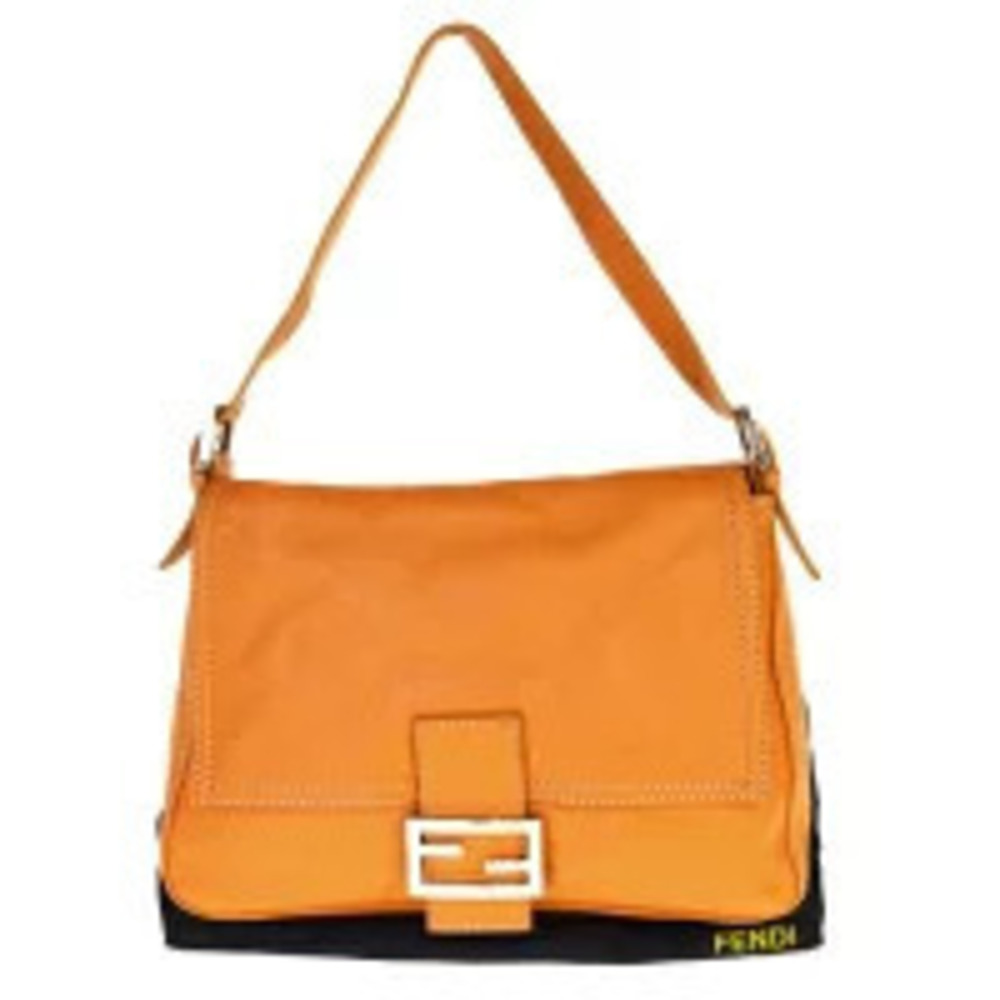 Fendi Mamma Bucket Shoulder Bag Orange Leather